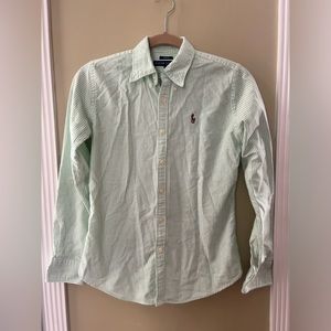 Ralph Lauren Oxford green and white stripe button down
